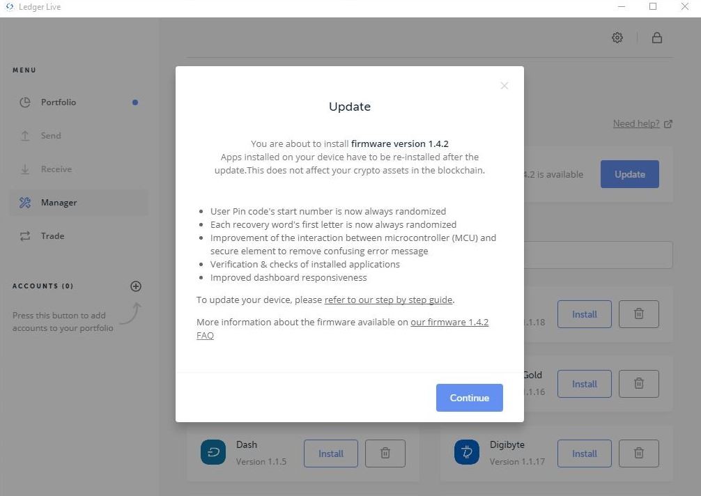 Ledger Live - Update Firmware